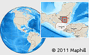 Shaded Relief Location Map of Santa Ana, highlighted country, highlighted parent region