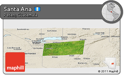 Satellite Panoramic Map of Santa Ana, shaded relief outside