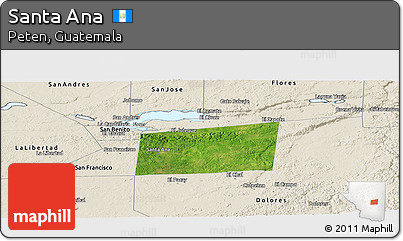 Satellite Panoramic Map of Santa Ana, shaded relief outside