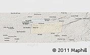Shaded Relief Panoramic Map of Santa Ana, semi-desaturated