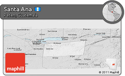 Silver Style Panoramic Map of Santa Ana
