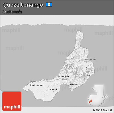Gray 3D Map of Quezaltenango, single color outside