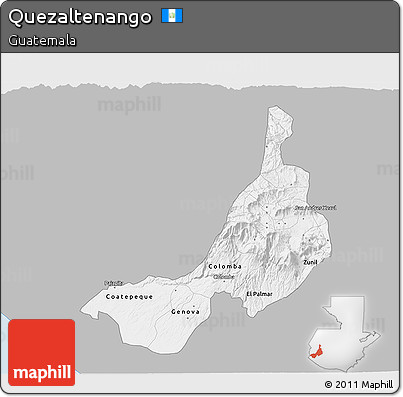 Gray 3D Map of Quezaltenango, single color outside
