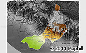 Physical 3D Map of Quezaltenango, darken, desaturated