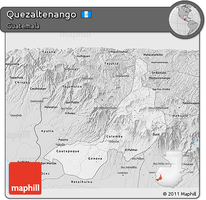 Silver Style 3D Map of Quezaltenango