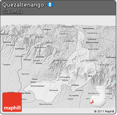 Silver Style 3D Map of Quezaltenango