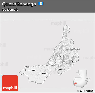 Silver Style 3D Map of Quezaltenango, single color outside
