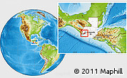 Physical Location Map of Colomba, highlighted country, highlighted parent region, within the entire country