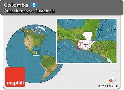 Satellite Location Map of Colomba, highlighted country, highlighted parent region, within the entire country