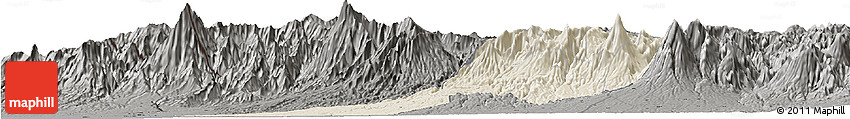 Shaded Relief Horizon Map of Quezaltenango, darken, semi-desaturated