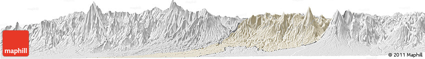 Shaded Relief Horizon Map of Quezaltenango, lighten, desaturated