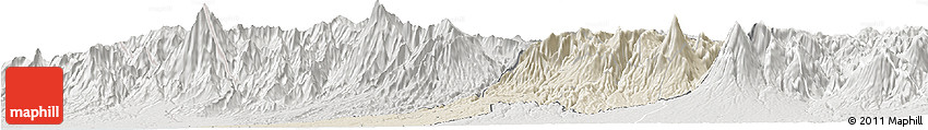 Shaded Relief Horizon Map of Quezaltenango, lighten, semi-desaturated
