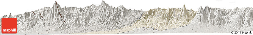 Shaded Relief Horizon Map of Quezaltenango, semi-desaturated