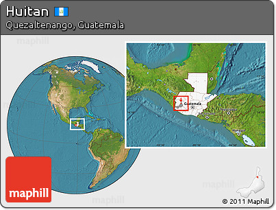 Satellite Location Map of Huitan, highlighted country, highlighted parent region, within the entire country