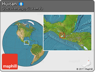 Satellite Location Map of Huitan, highlighted parent region, within the entire country