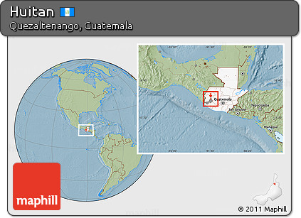 Savanna Style Location Map of Huitan, highlighted country, highlighted parent region, hill shading