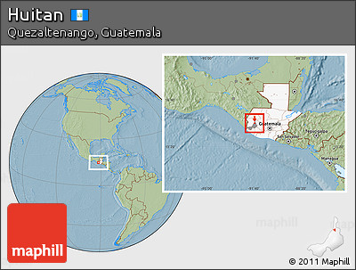 Savanna Style Location Map of Huitan, highlighted country, highlighted parent region, hill shading