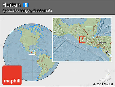 Savanna Style Location Map of Huitan, highlighted parent region, hill shading