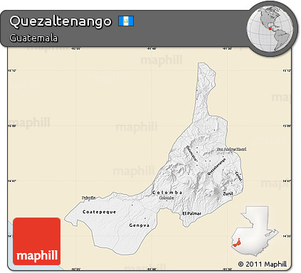 Classic Style Map of Quezaltenango, single color outside