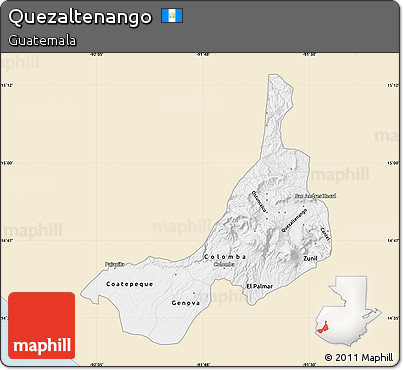 Classic Style Map of Quezaltenango, single color outside