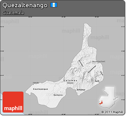 Gray Map of Quezaltenango, single color outside