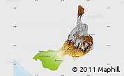 Physical Map of Quezaltenango, single color outside