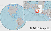 Gray Location Map of Olintepeque, highlighted country, highlighted parent region, hill shading
