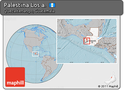 Gray Location Map of Palestina Los A., highlighted country, highlighted parent region, hill shading