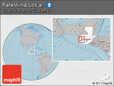 Gray Location Map of Palestina Los A., highlighted country, highlighted parent region, hill shading