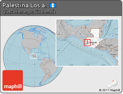 Gray Location Map of Palestina Los A., highlighted country, highlighted parent region, hill shading