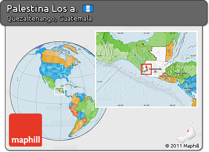 Political Location Map of Palestina Los A., highlighted country, highlighted parent region