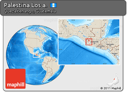 Shaded Relief Location Map of Palestina Los A., highlighted parent region