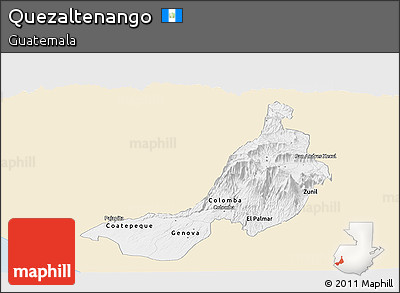 Classic Style Panoramic Map of Quezaltenango, single color outside
