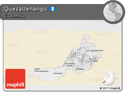 Classic Style Panoramic Map of Quezaltenango, single color outside