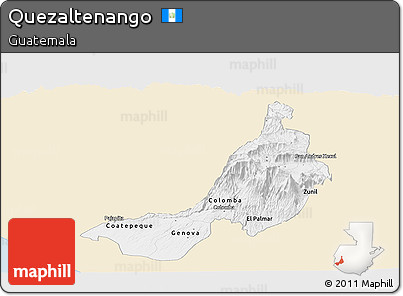 Classic Style Panoramic Map of Quezaltenango, single color outside