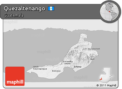 Gray Panoramic Map of Quezaltenango, single color outside