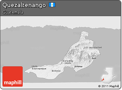 Gray Panoramic Map of Quezaltenango, single color outside