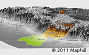 Physical Panoramic Map of Quezaltenango, desaturated