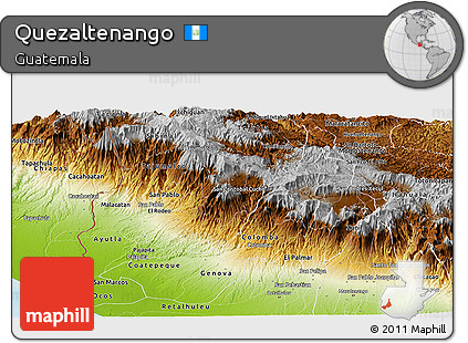 Physical Panoramic Map of Quezaltenango