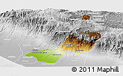 Physical Panoramic Map of Quezaltenango, lighten, desaturated