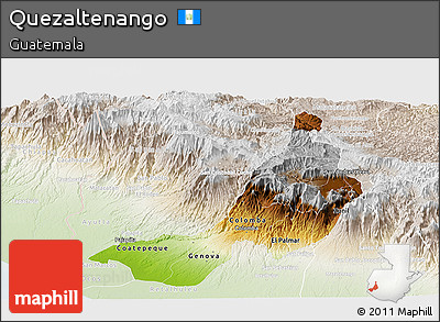 Physical Panoramic Map of Quezaltenango, lighten