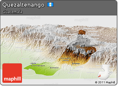 Physical Panoramic Map of Quezaltenango, lighten