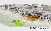 Physical Panoramic Map of Quezaltenango, lighten, semi-desaturated
