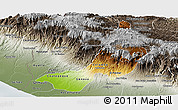 Physical Panoramic Map of Quezaltenango, semi-desaturated