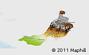 Physical Panoramic Map of Quezaltenango, single color outside