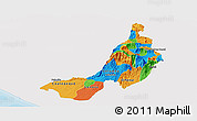 Political Panoramic Map of Quezaltenango, single color outside