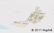 Shaded Relief Panoramic Map of Quezaltenango, single color outside