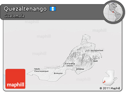 Silver Style Panoramic Map of Quezaltenango, single color outside