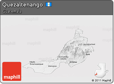 Silver Style Panoramic Map of Quezaltenango, single color outside
