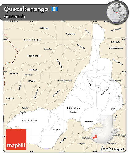 Classic Style Simple Map of Quezaltenango